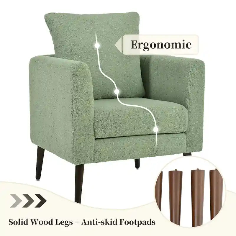 Chenille Barrel Accent Chair with Solid Wood Legs