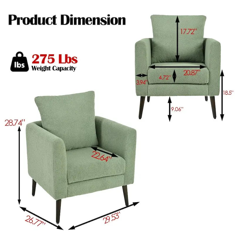 Chenille Barrel Accent Chair with Solid Wood Legs