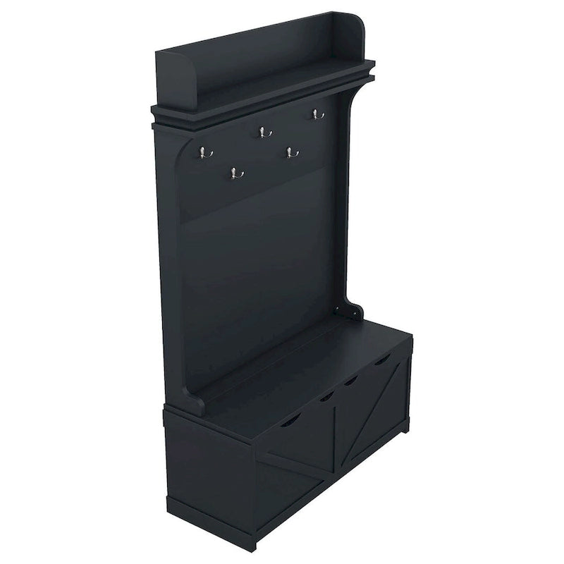 Entryway Hall Tree with Storage Bench, Coat Hooks and Cabinet