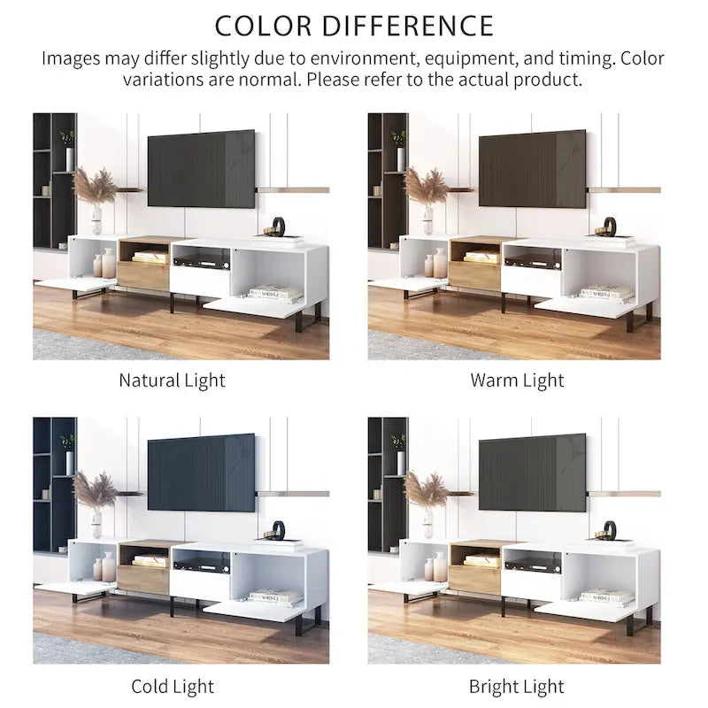 TV-Schrank mit 74.8", Schrankfächern und offenem Stauraum