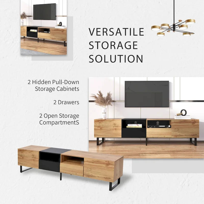 TV-Schrank mit 74.8", Schrankfächern und offenem Stauraum