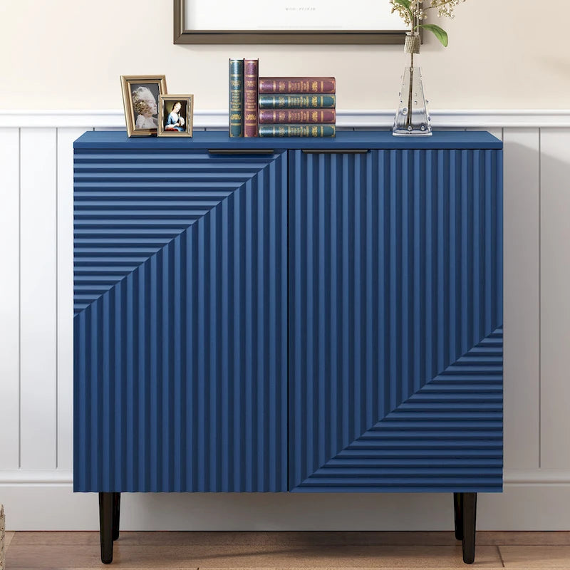 Modern Minimalist Side Cabinet with Adjustable Shelves and Metal Legs