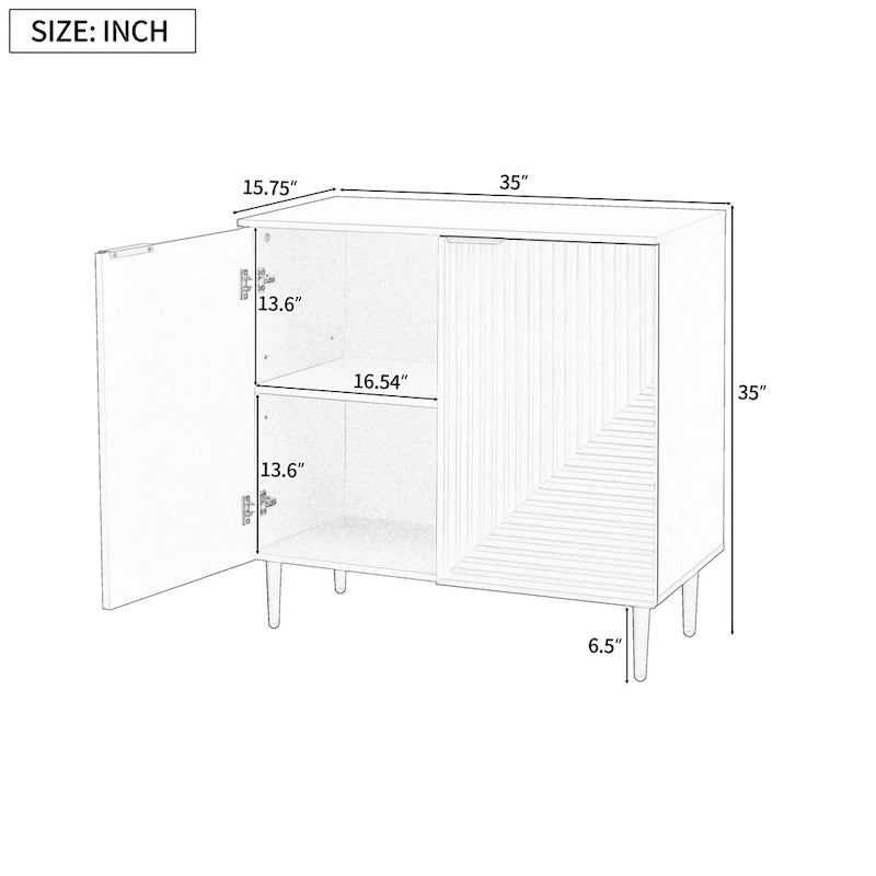 Moderner minimalistischer Beistellschrank mit verstellbaren Einlegeböden und Metallbeinen