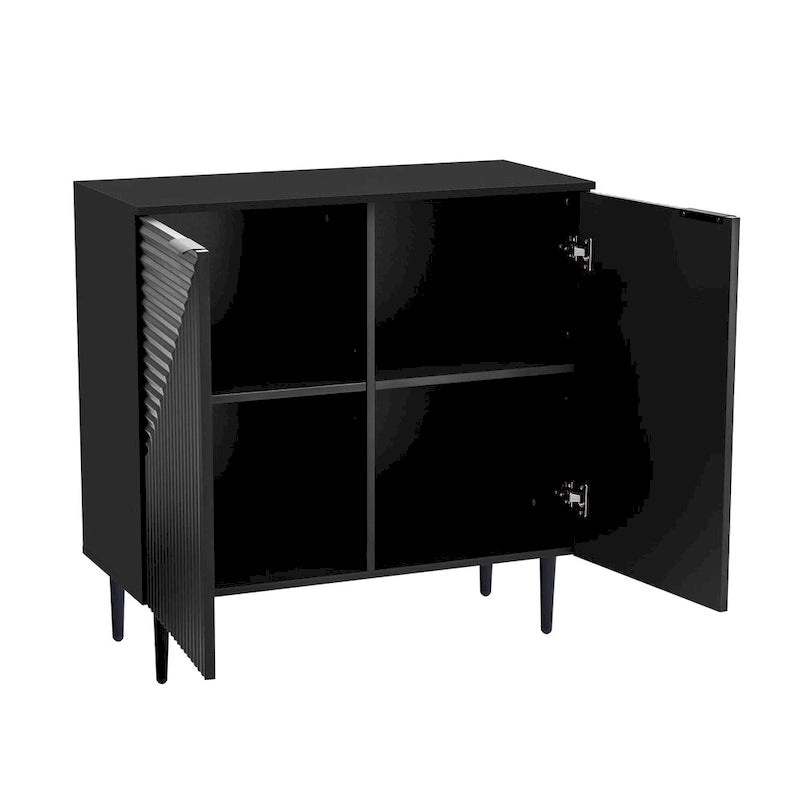 Moderner minimalistischer Beistellschrank mit verstellbaren Einlegeböden und Metallbeinen