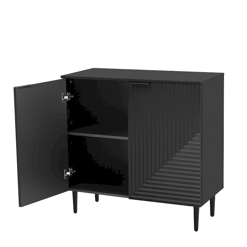 Moderner minimalistischer Beistellschrank mit verstellbaren Einlegeböden und Metallbeinen