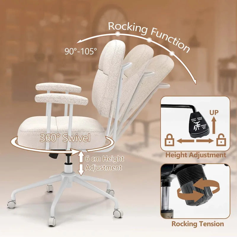 Ergonomická kancelářská židle se středně vysokým opěradlem, pružinovým polstrováním Pocket Spring a funkcí houpání