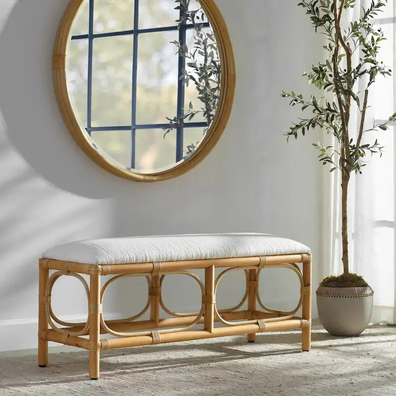 Rattan Wrapped Rectangular Bench - 48