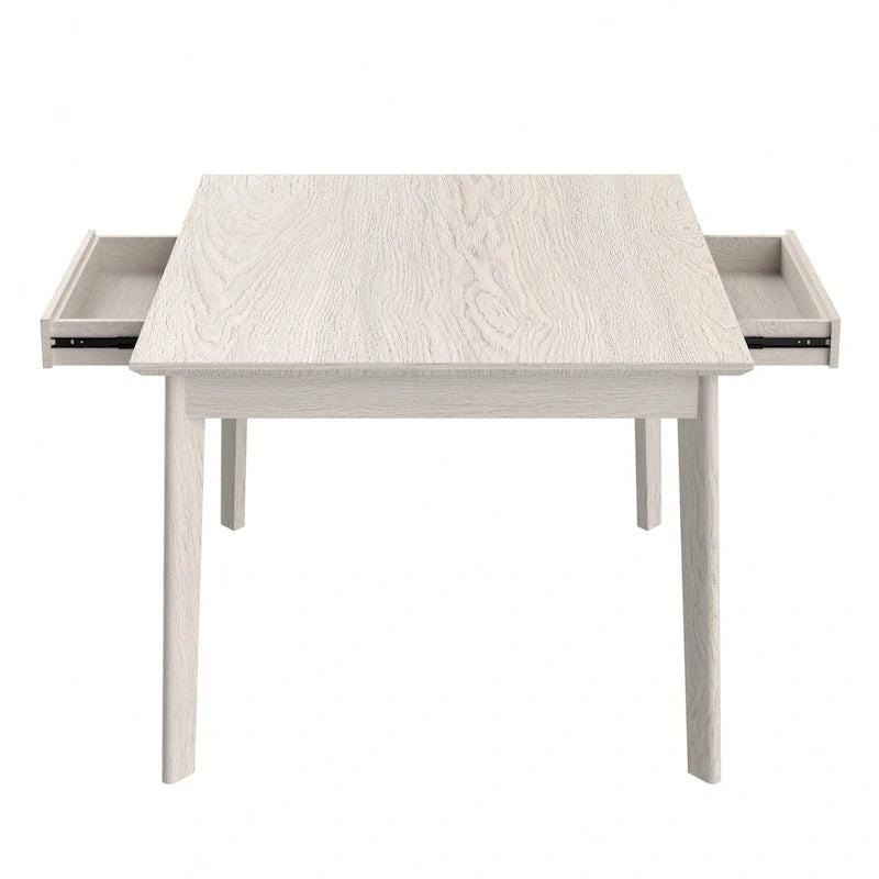 Tavolo da pranzo quadrato in rovere massello da 38" con 2 cassetti – Stile moderno Mid-Century