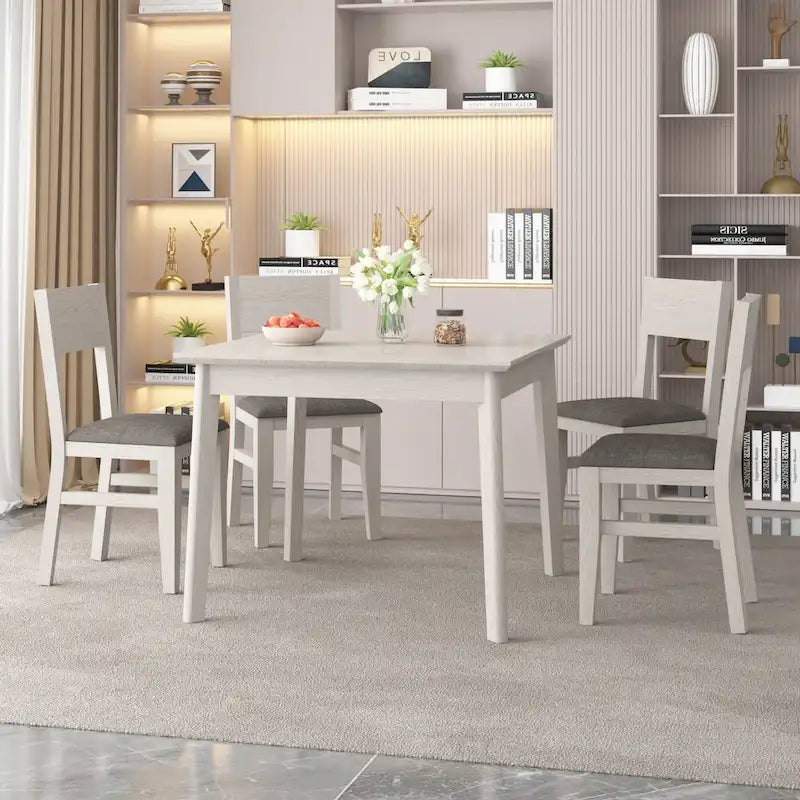 Tavolo da pranzo quadrato in rovere massello da 38" con 2 cassetti – Stile moderno Mid-Century