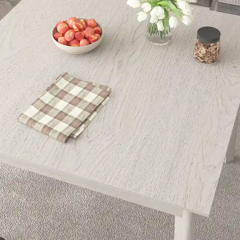 Tavolo da pranzo quadrato in rovere massello da 38" con 2 cassetti – Stile moderno Mid-Century