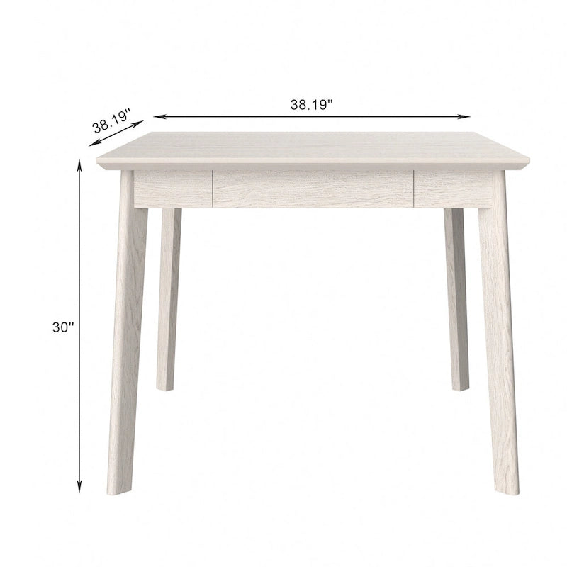 Tavolo da pranzo quadrato in rovere massello da 38" con 2 cassetti – Stile moderno Mid-Century