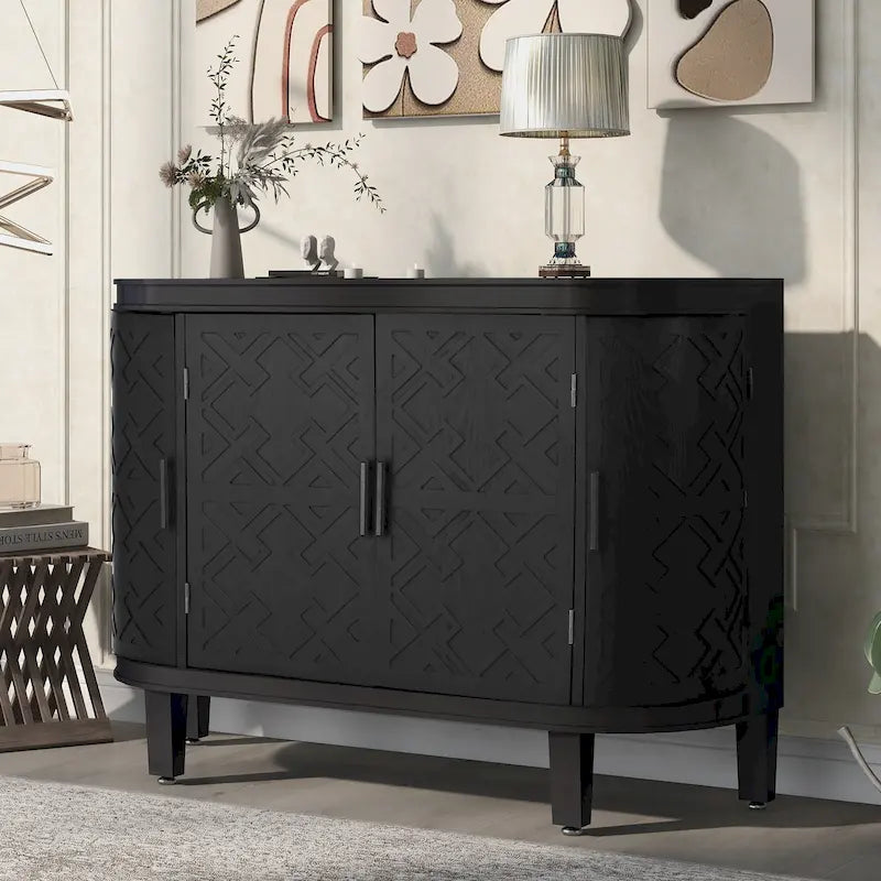 Vintage Embossed 4-Door Sideboard Cabinet