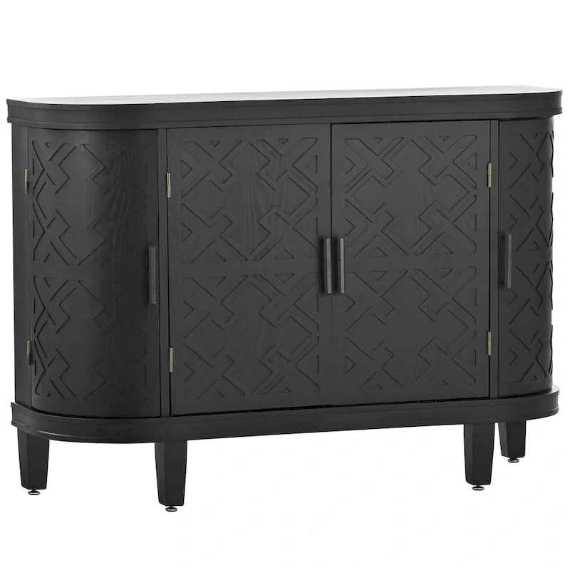 Vintage Embossed 4-Door Sideboard Cabinet
