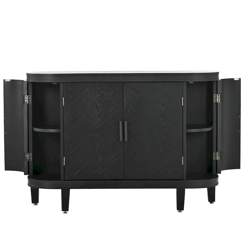 Vintage Embossed 4-Door Sideboard Cabinet
