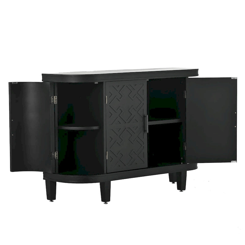Vintage Embossed 4-Door Sideboard Cabinet