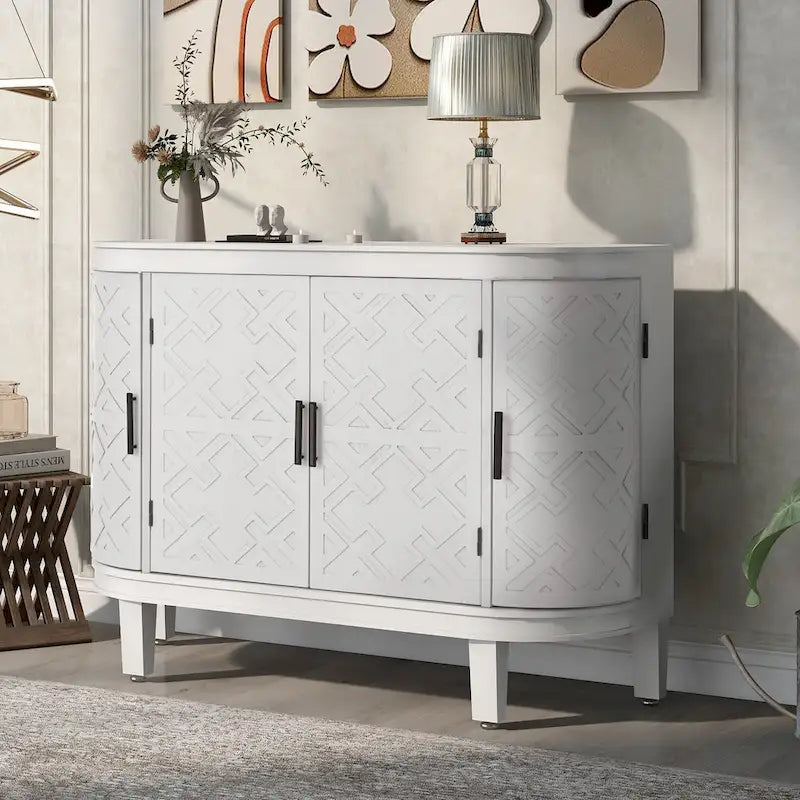 Vintage Embossed 4-Door Sideboard Cabinet