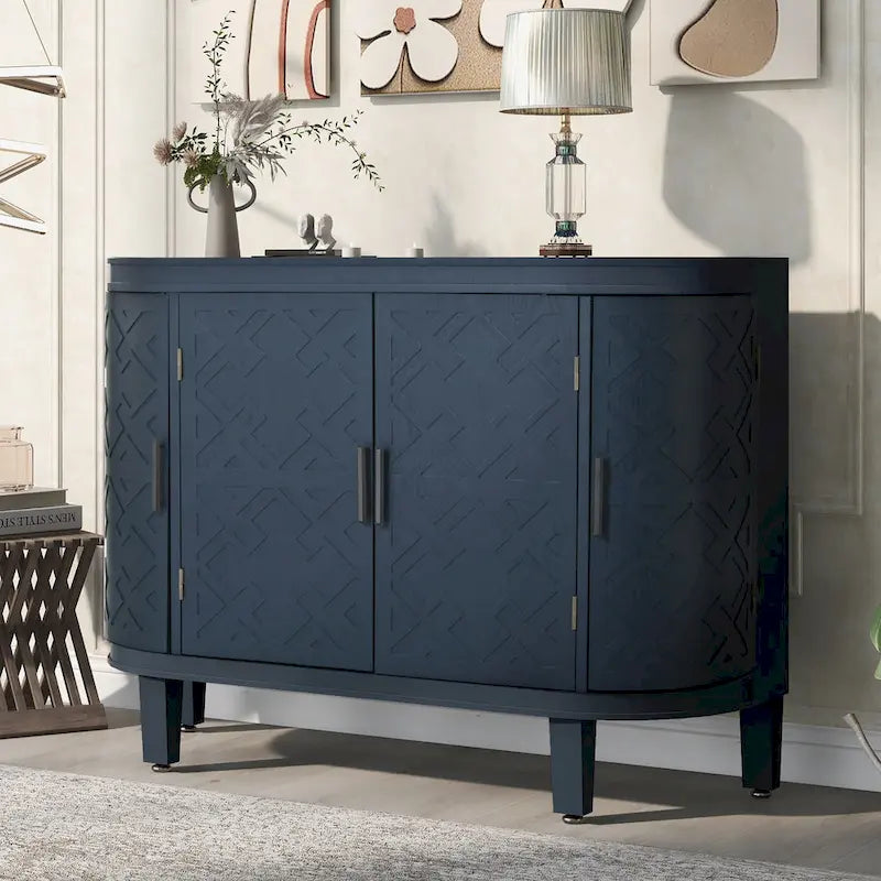 Vintage Embossed 4-Door Sideboard Cabinet
