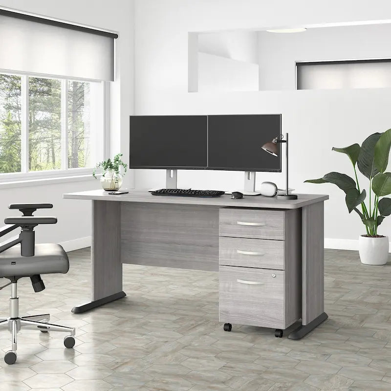 Computerbureau van 60" met mobiele archiefkast met 3 laden
