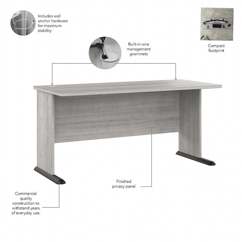 60" Computerschreibtisch mit mobilem Rollcontainer mit 3 Schubladen