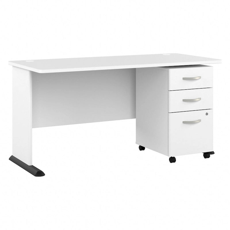 60" Computerschreibtisch mit mobilem Rollcontainer mit 3 Schubladen