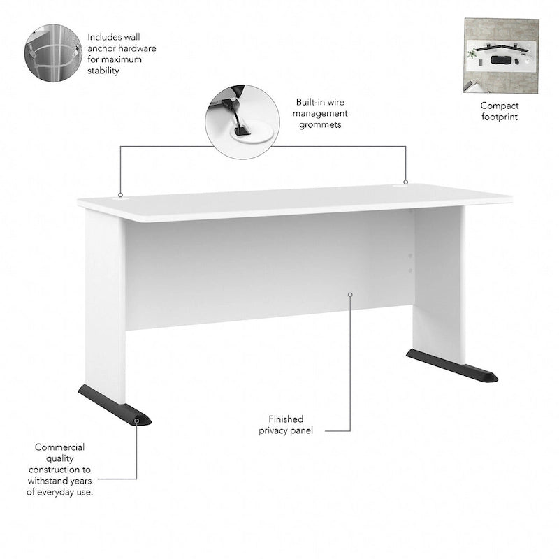 60" Computerschreibtisch mit mobilem Rollcontainer mit 3 Schubladen