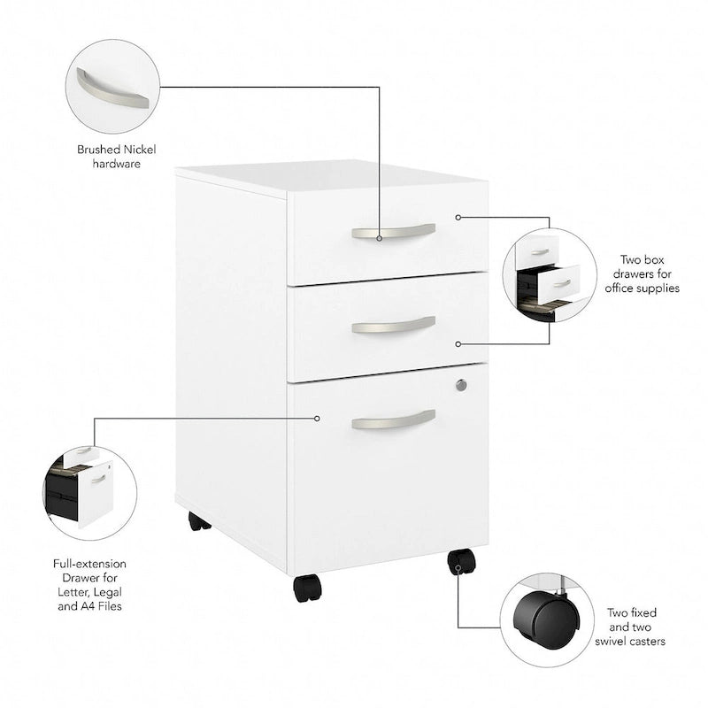 60" Computerschreibtisch mit mobilem Rollcontainer mit 3 Schubladen