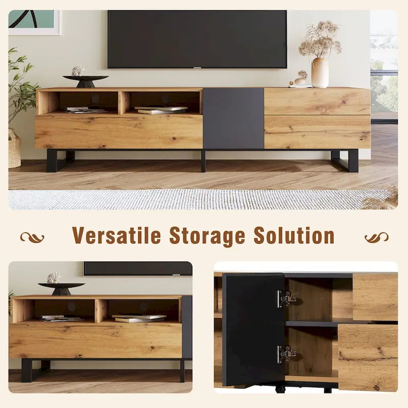 70.9" Modern TV Stand with Drop-Down Doors and Storage Drawers