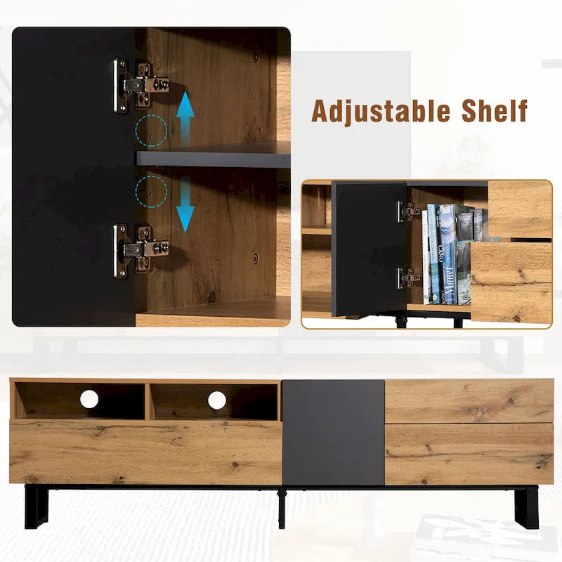 70.9" Modern TV Stand with Drop-Down Doors and Storage Drawers