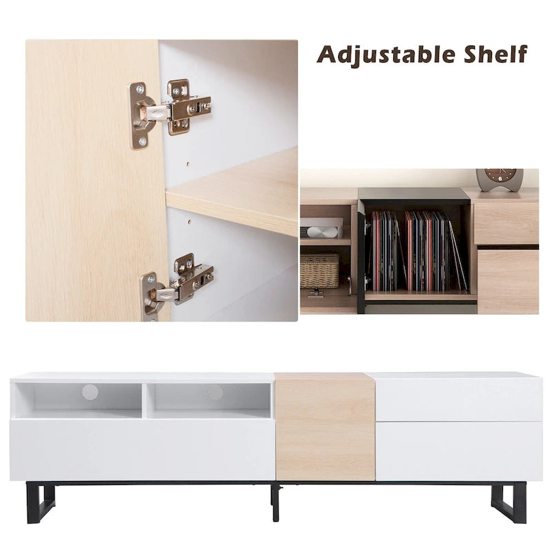 70.9" Modern TV Stand with Drop-Down Doors and Storage Drawers
