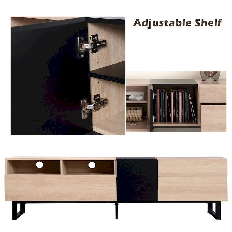 70.9" Modern TV Stand with Drop-Down Doors and Storage Drawers