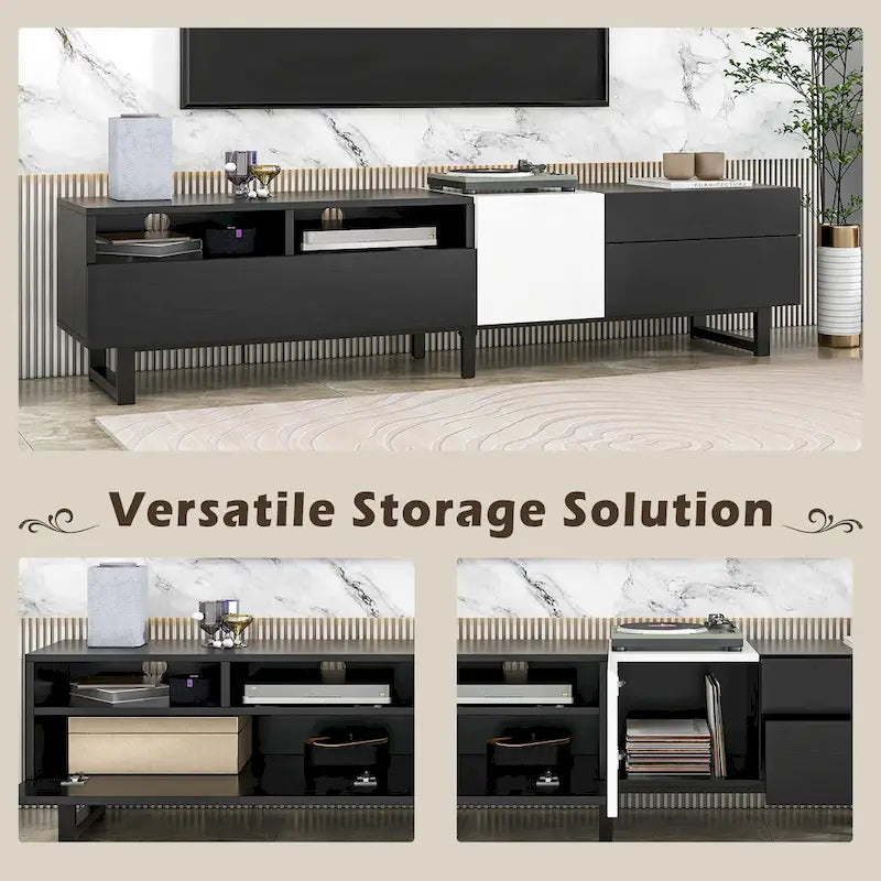 70.9" Modern TV Stand with Drop-Down Doors and Storage Drawers