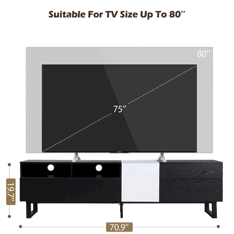 70.9" Modern TV Stand with Drop-Down Doors and Storage Drawers