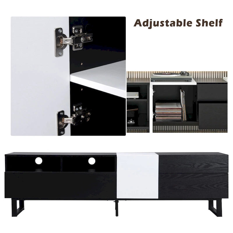 70.9" Modern TV Stand with Drop-Down Doors and Storage Drawers