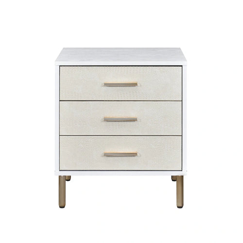 3-Drawer Nightstand with Gold Finish