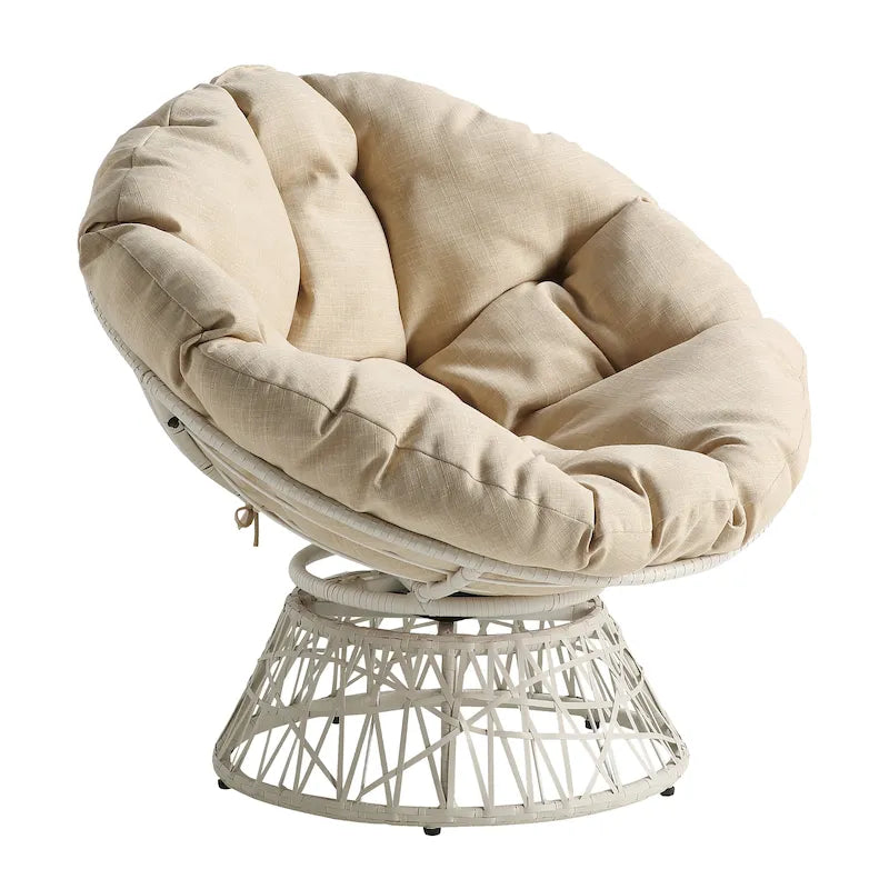 Poltrona lounge girevole rotonda Papasan con cuscino