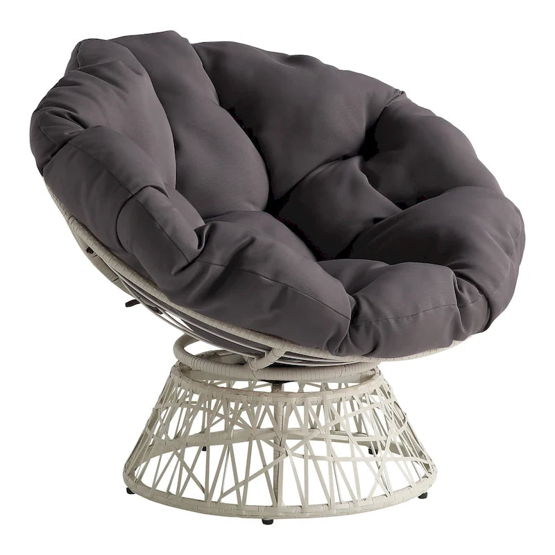 Poltrona lounge girevole rotonda Papasan con cuscino