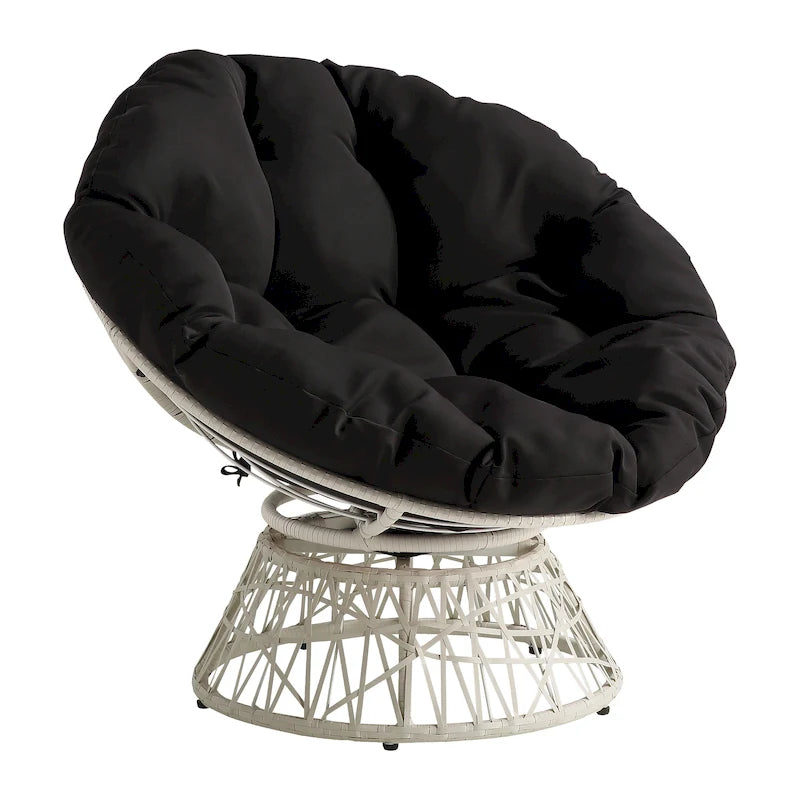 Poltrona lounge girevole rotonda Papasan con cuscino