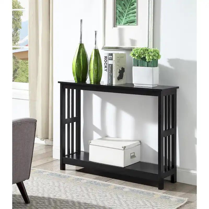 Table console étroite avec étagère inférieure
