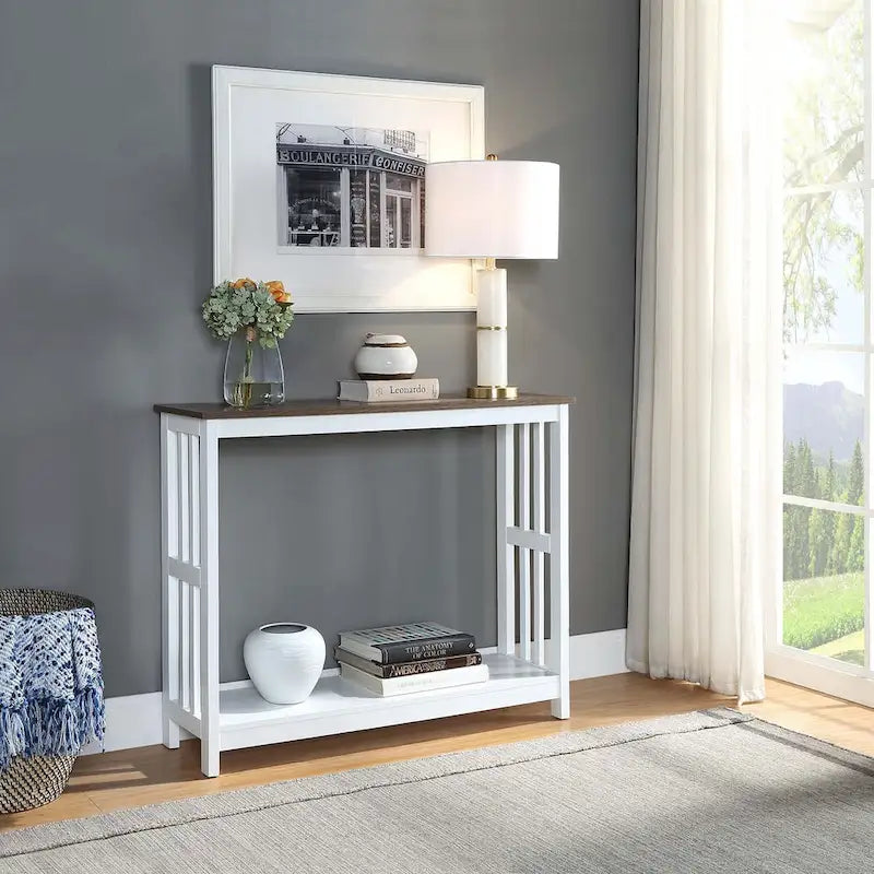 Smalle consoletafel met onderste plank
