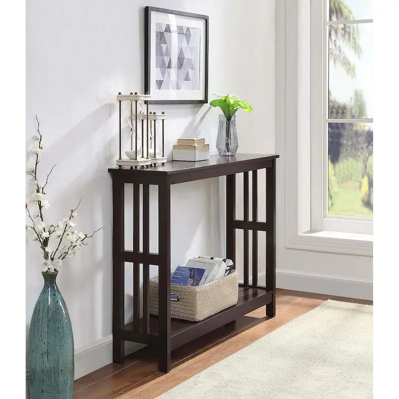 Smalle consoletafel met onderste plank