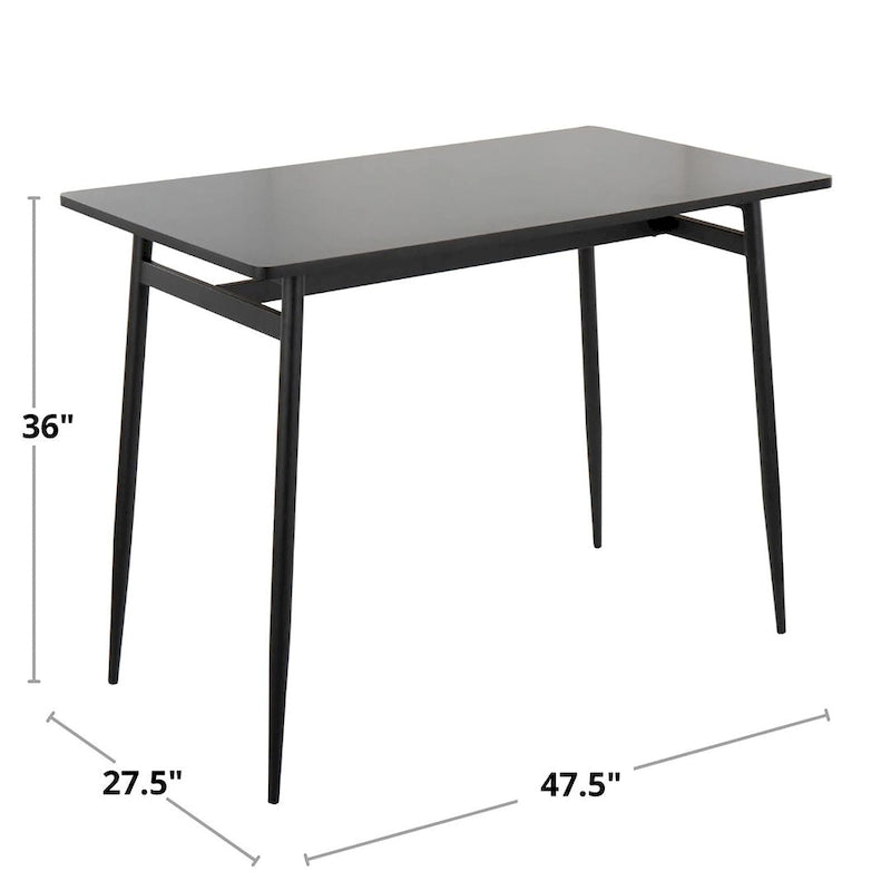 Table de salle à manger à hauteur de comptoir avec plateau en bois et pieds en métal