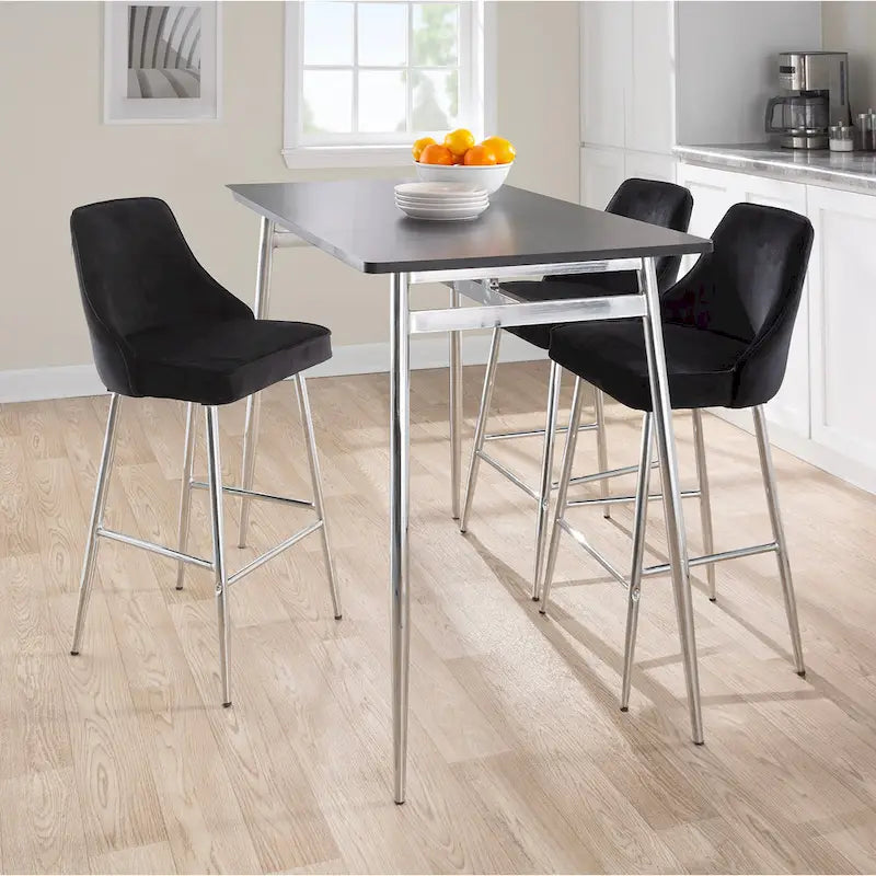 Table de salle à manger à hauteur de comptoir avec plateau en bois et pieds en métal