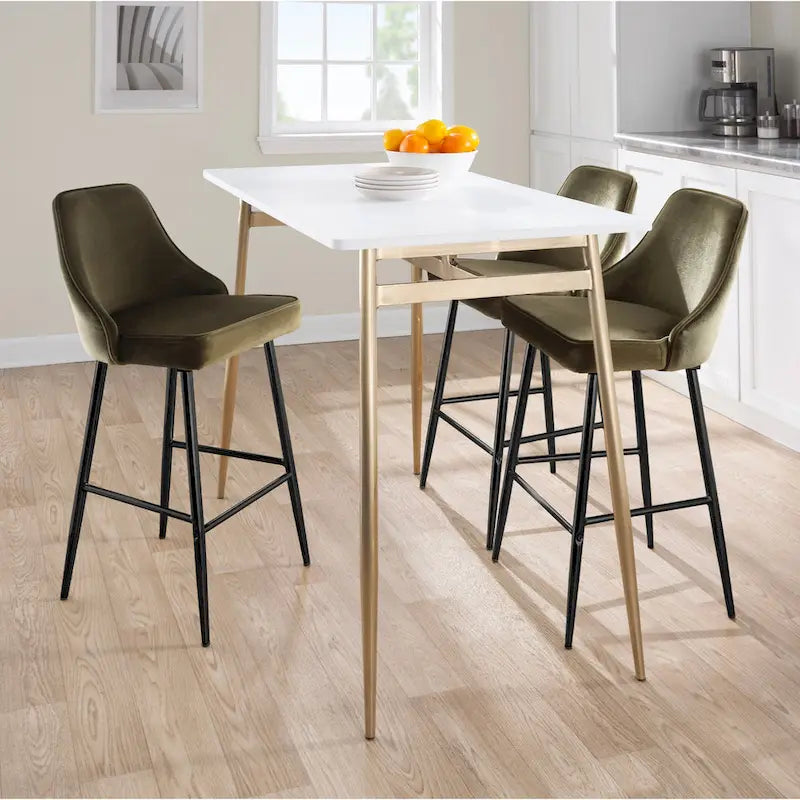 Table de salle à manger à hauteur de comptoir avec plateau en bois et pieds en métal