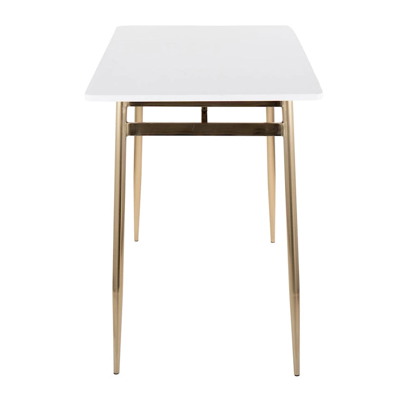 Table de salle à manger à hauteur de comptoir avec plateau en bois et pieds en métal