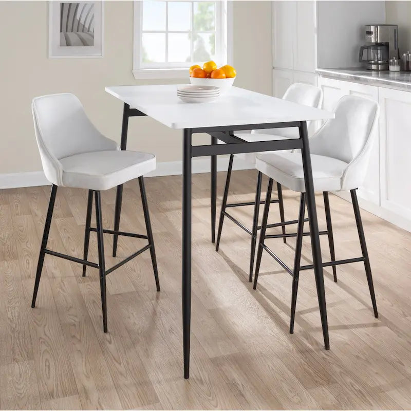 Table de salle à manger à hauteur de comptoir avec plateau en bois et pieds en métal