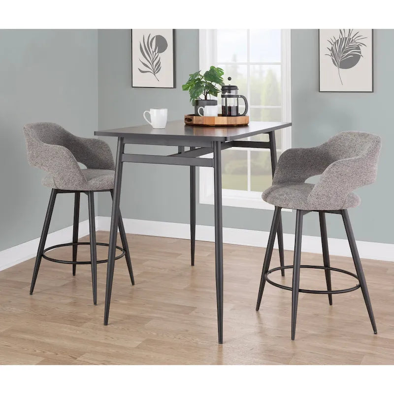 Table de salle à manger à hauteur de comptoir avec plateau en bois et pieds en métal