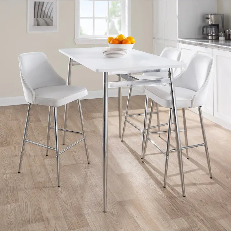 Table de salle à manger à hauteur de comptoir avec plateau en bois et pieds en métal
