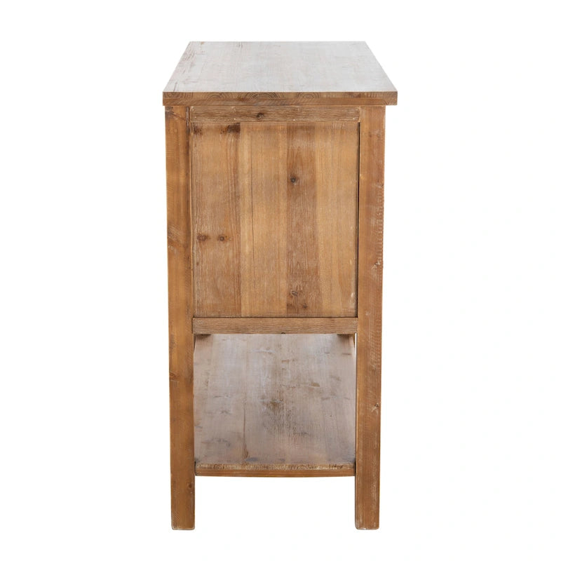 Akzentschrank aus Tannenholz mit 9 Schubladen und unterer Ablage – Finish in Natureiche