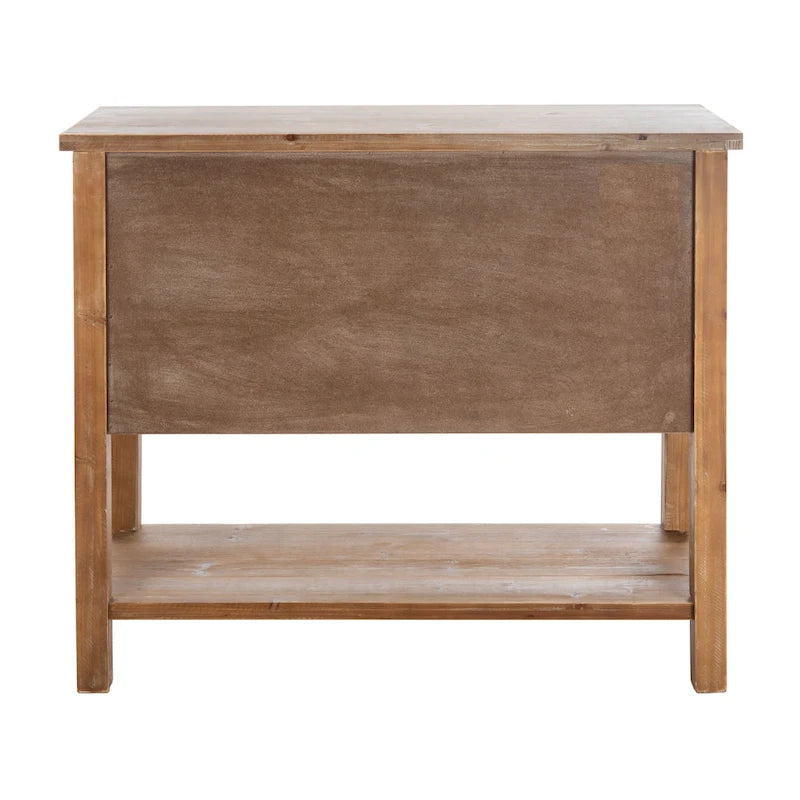 Akzentschrank aus Tannenholz mit 9 Schubladen und unterer Ablage – Finish in Natureiche