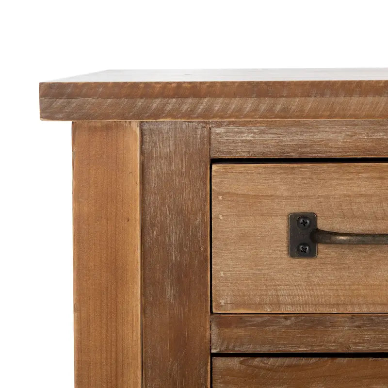 Akzentschrank aus Tannenholz mit 9 Schubladen und unterer Ablage – Finish in Natureiche